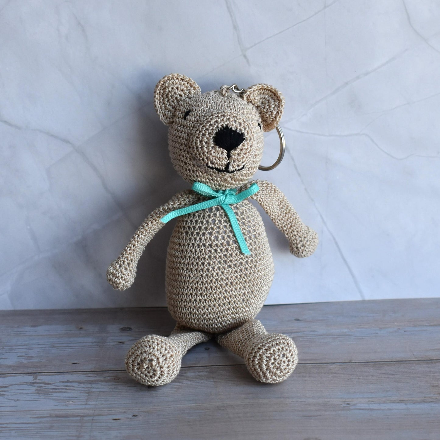 Crocheted bear keychain
