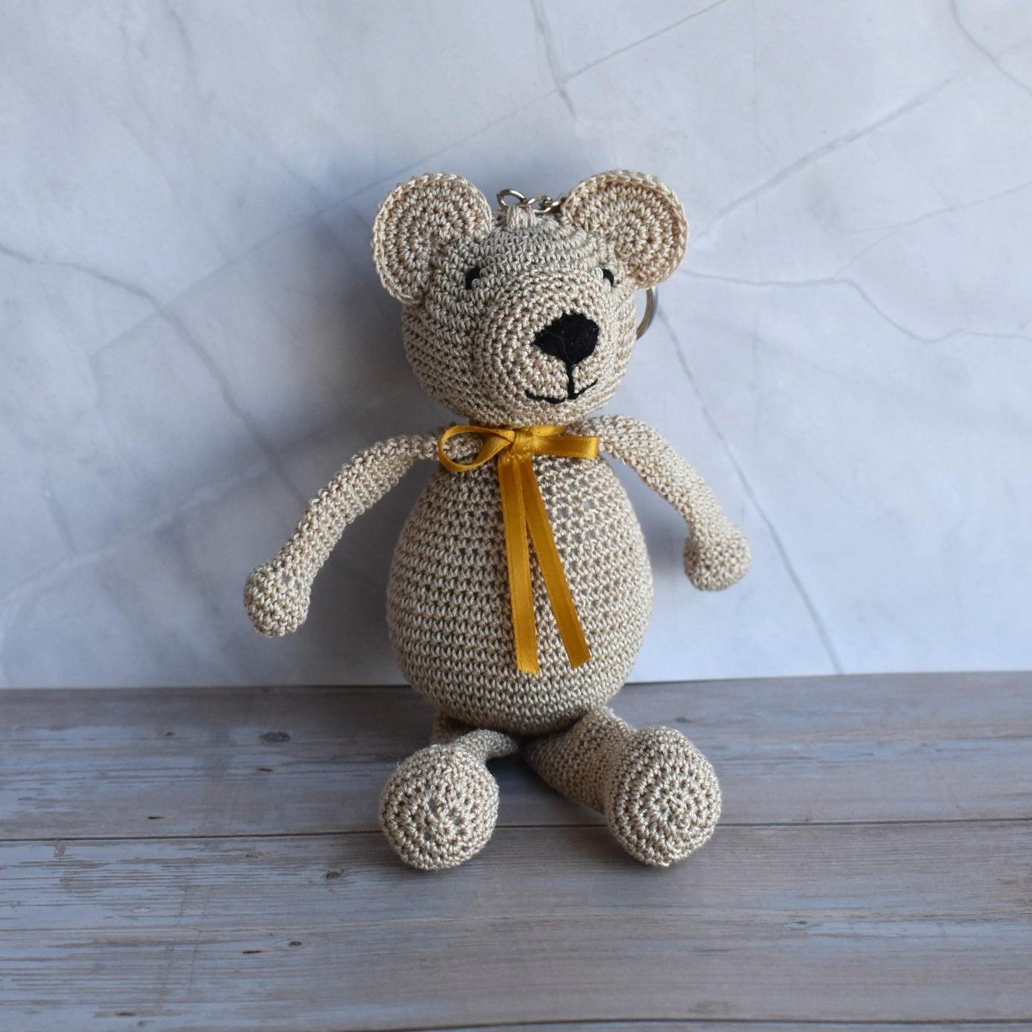 Crocheted bear keychain