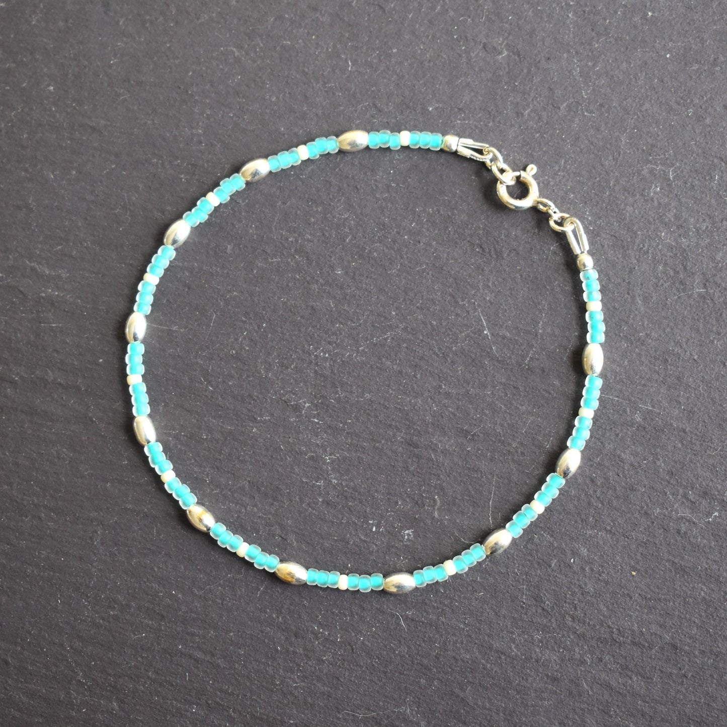 Aqua and silver bracelet