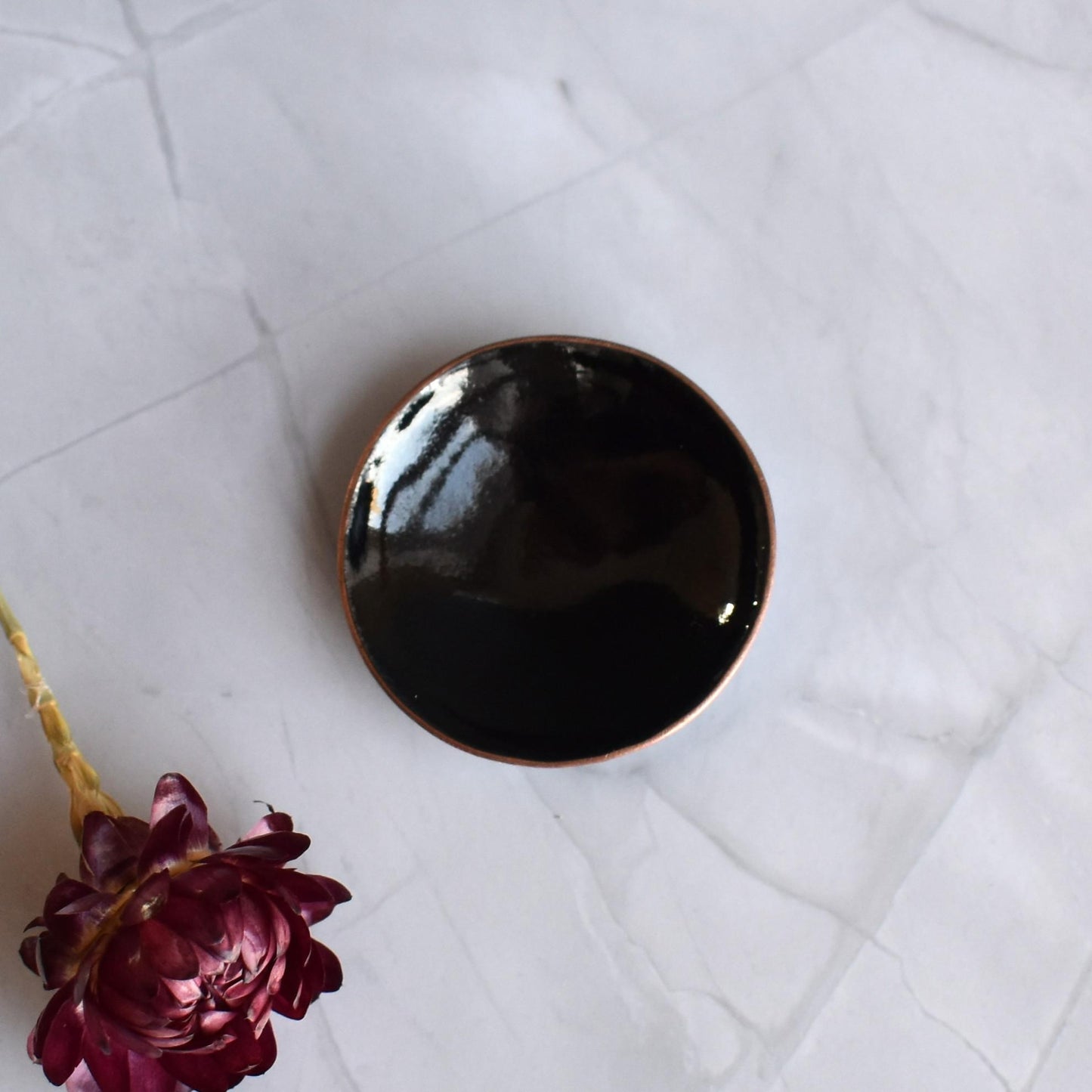 Enamelled copper ring dish