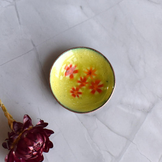 Enamelled copper ring dish