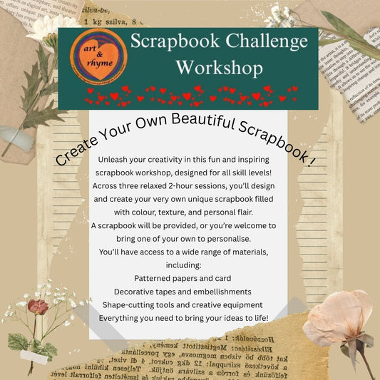 Scrapbook Challenge workshop - Thurs 3rd, 10th & 17th Sept 2026, 18:30-20:30