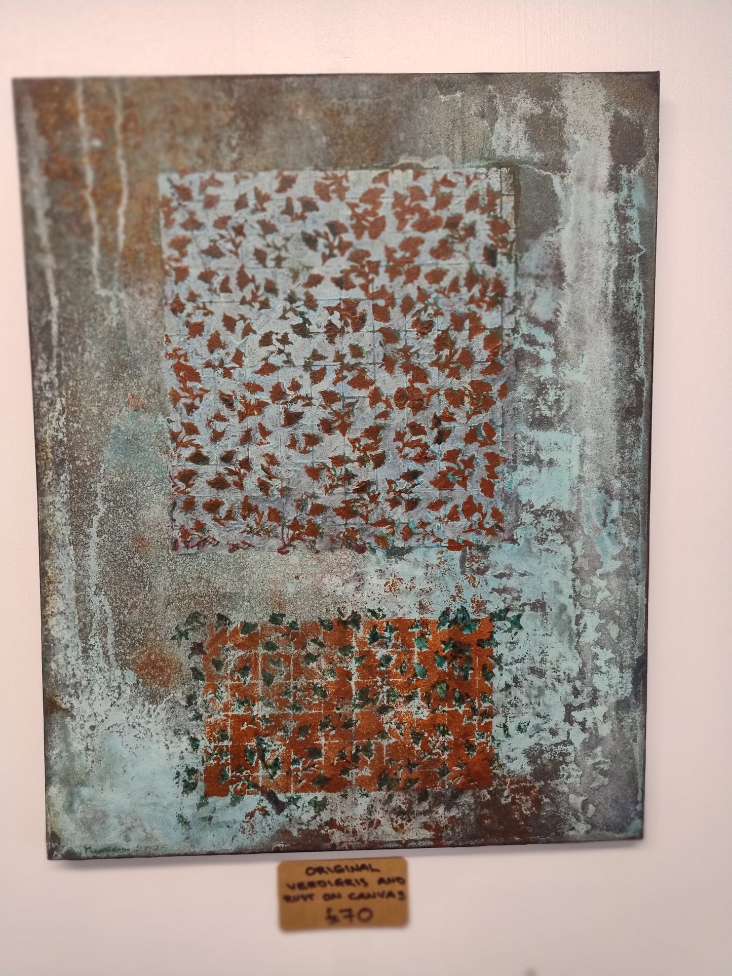 Verdigris & rust canvas #12 (40 x 50cm)