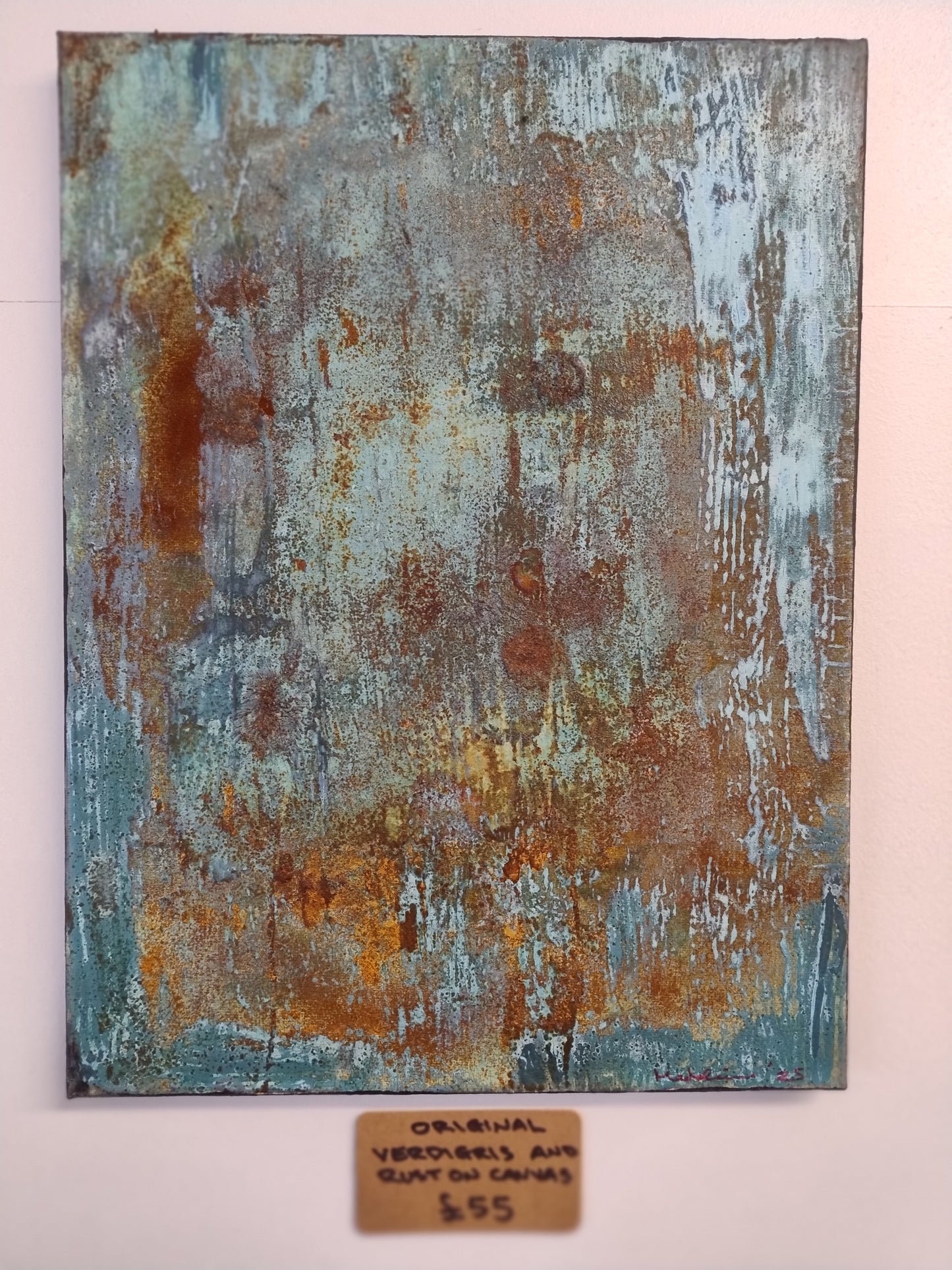 Verdigris & rust canvas #23 (30 x 40cm)