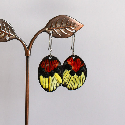 "Jumping spider" enamelled earrings